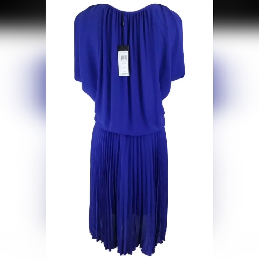 NWT BCBGMaxAzria~Size M~"LONA" Royal Blue Fit & Flare Pleated Dress